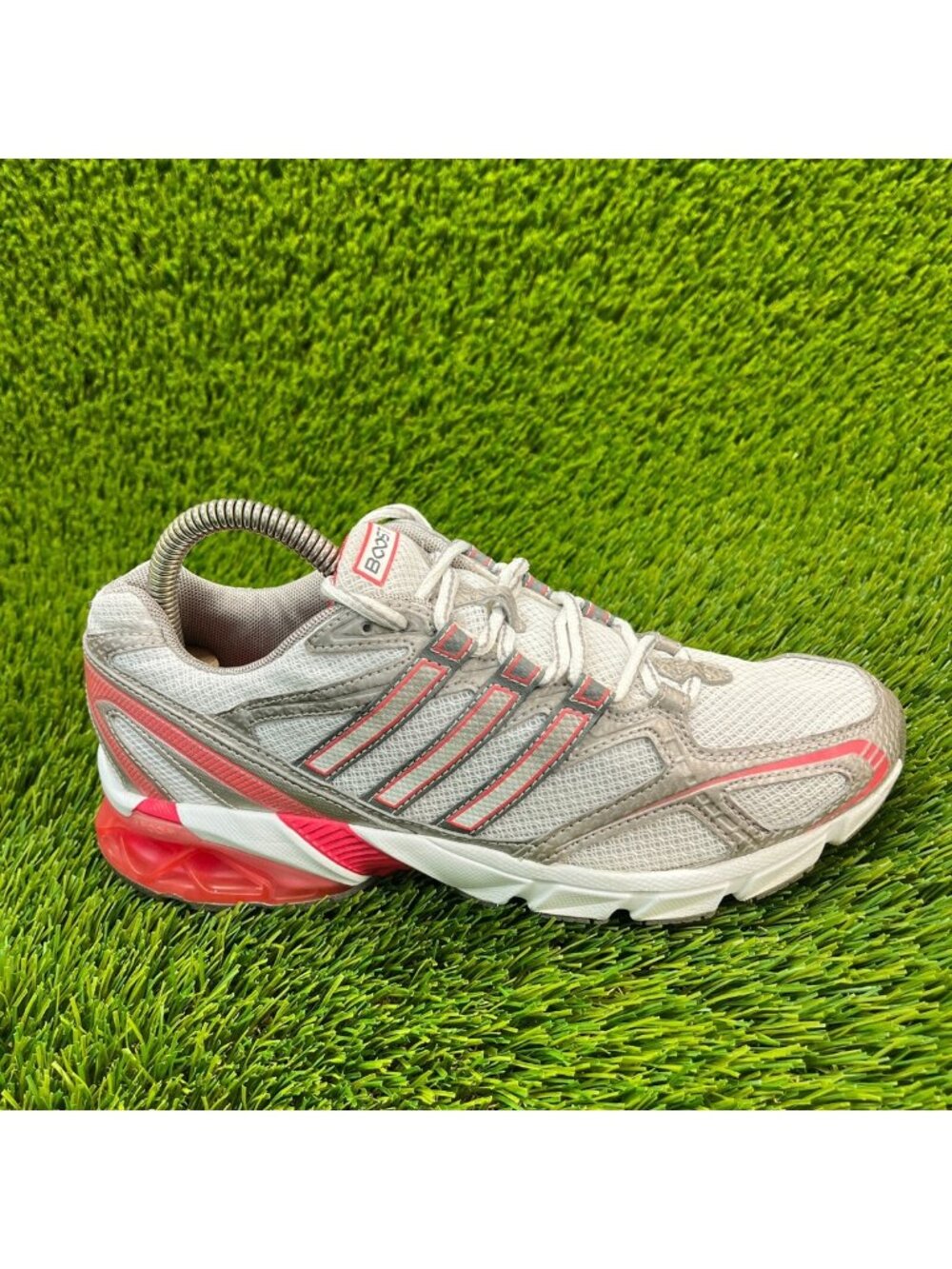 Adidas Galaxy Boost Womens Size 7 White Gray Running Walking Shoes Sneakers